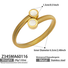 Round Accent and Shell Bangle Designs