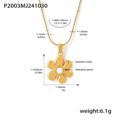 Sunflower Faux Pearl Pendant Necklace