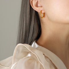 18K Gold-Plated & Silver-Tone Rounded U-Hoops