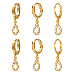 18K Gold-Plated Cubic Zirconia Teardrop Charm Earrings