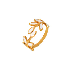 18K Gold-Plated & Silver-Tone Leaf Open Ring