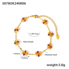 Glass Bead Flower Necklace, Bracelet & Anklet