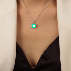 Color Enamel Evil Eye Pendant Necklace