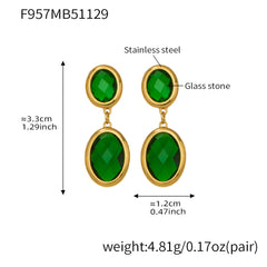 Faceted Oval Glass Drop Earrings