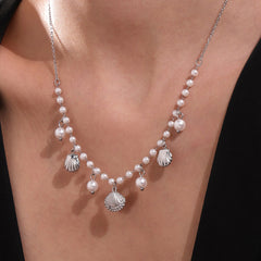 Pearl-Look Shell Charm Necklace