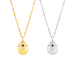 Shell Texture Cubic Zirconia Pendant Necklace