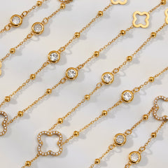 18K Gold-Plated Clover Cubic Zirconia Y-Lariat Necklace