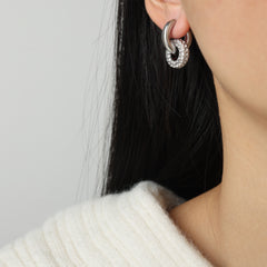 Stone-Accent Round Hoop Earrings