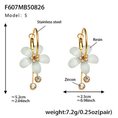Color Resin Flower Drop Earrings