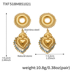 18K Gold-Plated Crown Heart Charm Jewelry