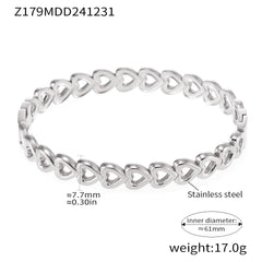 18K Gold-Plated Open Heart Link Bangle