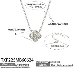 Color Four-Petal Cubic Zirconia Necklace and Earrings