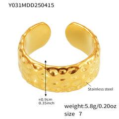 Gold-Tone Textured Stainless Steel Open Rings