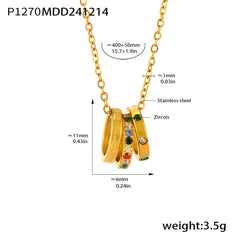 Three-Ring Cubic Zirconia Necklace or Layering Chain