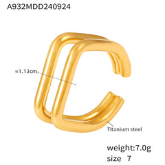 18K Gold-Plated Double U Open Ring