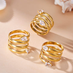 Cubic Zirconia Geometric Statement Ring