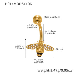 Cubic Zirconia Heart and Ball Navel Jewelry