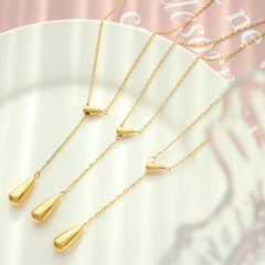18K Gold-Plated Sliding Teardrop Y Necklace