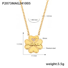 Heart Clover Pendant Necklace or Separate Chain
