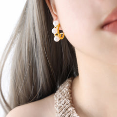 18K Gold-Plated Faux Pearl C-Hoop Earrings