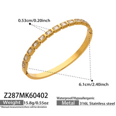 Cubic Zirconia Stainless Steel Bangle Bracelets