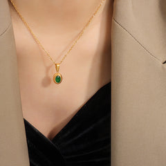 Faceted Red or Green Stone Necklace or Ring
