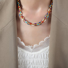 Colorful Enamel Link Necklace & Bracelet