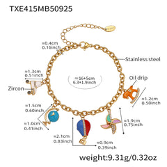 Enamel Cubic Zirconia Multi-Charm Jewelry