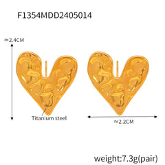 18K Gold-Plated Textured Heart & Agate Earrings