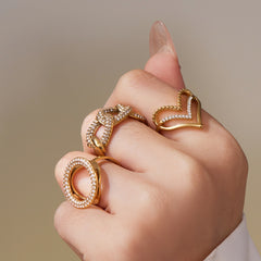Cubic Zirconia Geometric Open Ring