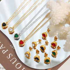 Heart Cubic Zirconia Necklace or Earrings