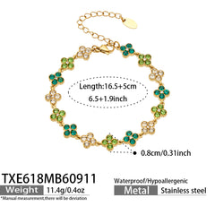 Color Cubic Zirconia Four-Petal Flower Jewelry