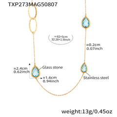 Faceted Glass Long Link Necklace