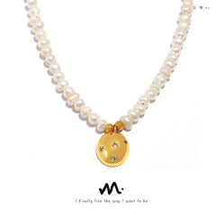 Freshwater Pearl Coin-Accent Necklace