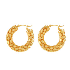 18K Gold-Plated Scale-Textured Hoop Earrings