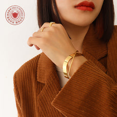 18K Gold-Plated Crossed Open Cuff Bracelet
