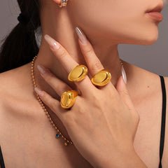 18K Gold-Plated Polished Dome Statement Ring
