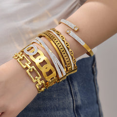 Geometric Cubic Zirconia Statement Cuff Bracelet