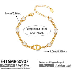 18K Gold-Plated Geometric Link & Cubic Zirconia Bracelets