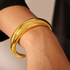 Polished Crescent Open Cuff Bracelet