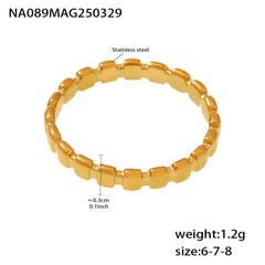 Slim Square Bead Band Ring