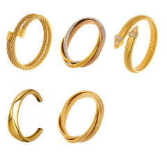 18K Gold-Plated Sculptural Open Bangle Designs