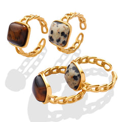 Tiger Eye and Natural Stone Open Link Ring