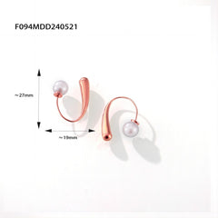 Curved Pearl-Look Drop Earrings