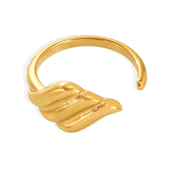 18K Gold-Plated Sculptural Wave Open Ring