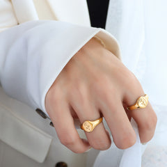 Gold-Tone Rose Signet Ring