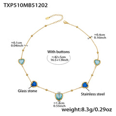 18K Gold-Plated Faceted Glass Heart Jewelry