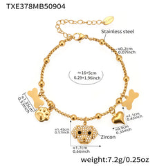 18K Gold-Plated Dog Charm Jewelry and Pendant Set