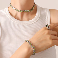 Color Cubic Zirconia Necklace Bracelet and Earrings
