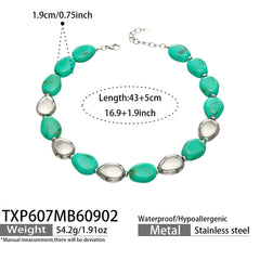 Oval Color Resin Necklace and Bracelet
